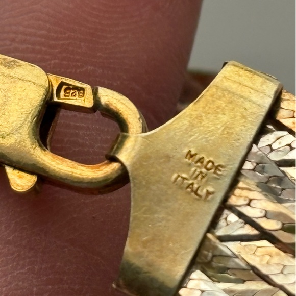 Vintage Sterling silver & Gold Plate Woven Braided Milor Italy Bracelet - Picture 8 of 15